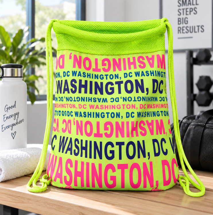 Washington DC Typography Drawstring Backpack