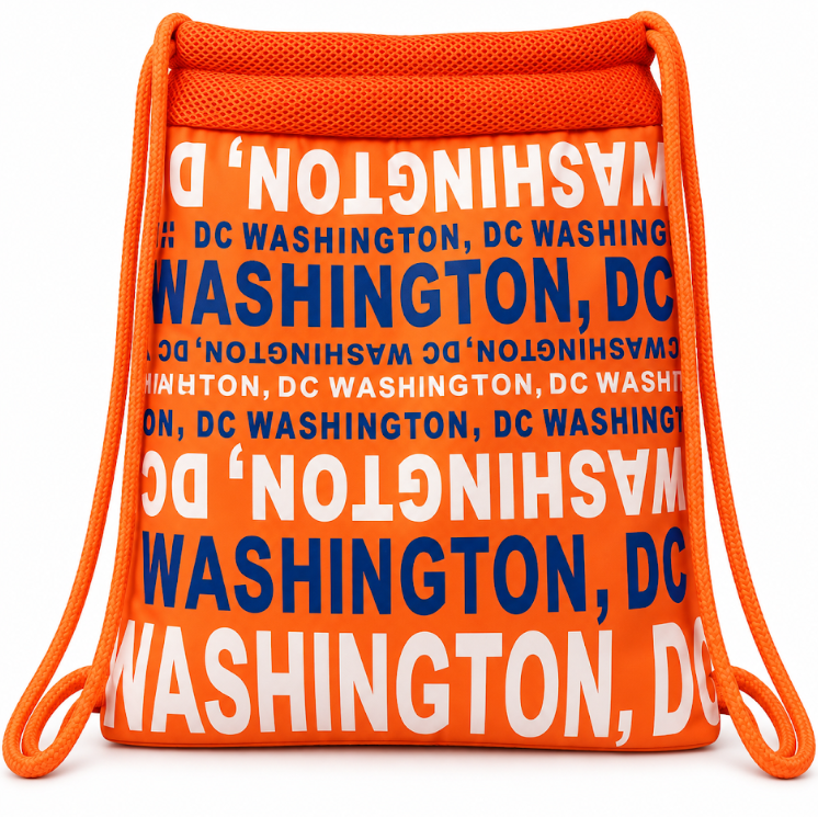Washington DC Typography Drawstring Backpack