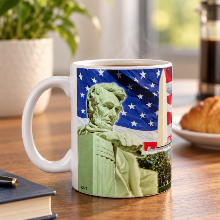 Patriotic Eagle & Washington DC Landmarks Mug