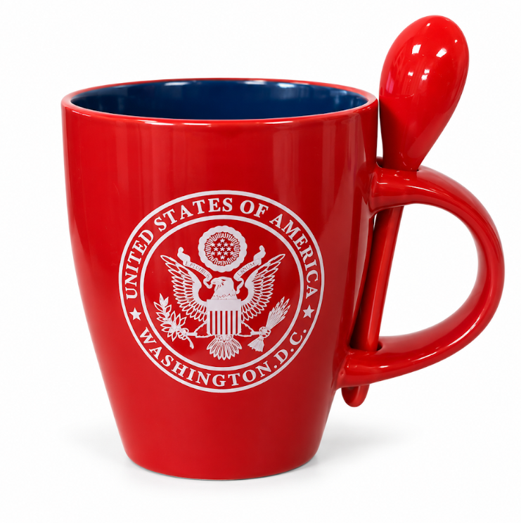 Great Seal Washington DC Mug with Spoon (Red/Navy)