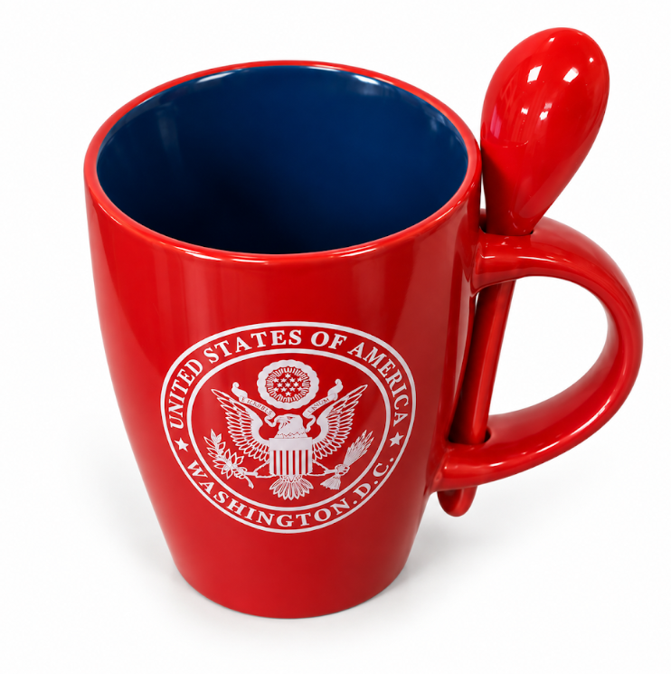 Great Seal Washington DC Mug with Spoon (Red/Navy)