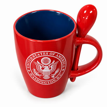 Great Seal Washington DC Mug with Spoon (Red/Navy)