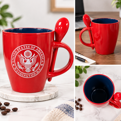 Great Seal Washington DC Mug with Spoon (Red/Navy)