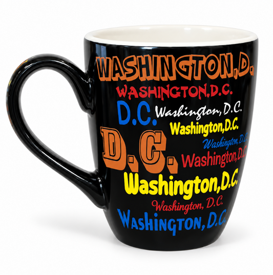 Black Washington DC Typography Mug