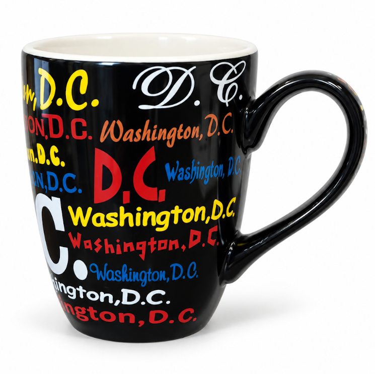Black Washington DC Typography Mug