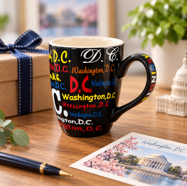Black Washington DC Typography Mug