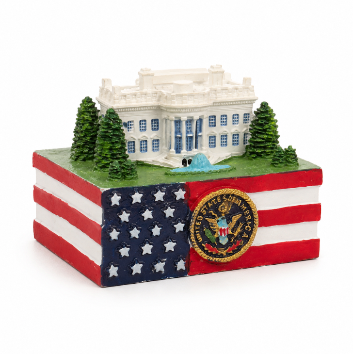 White House & American Flag Mini Replica
