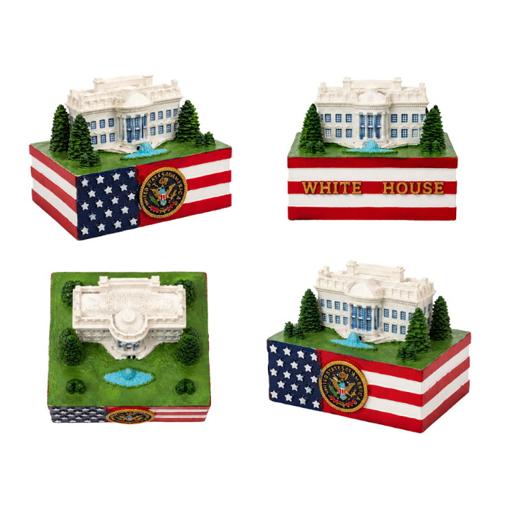 White House & American Flag Mini Replica