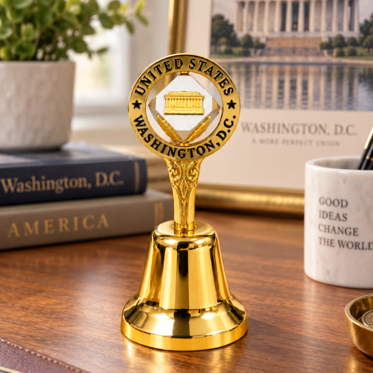 Gold Washington DC Panorama Dice Bell
