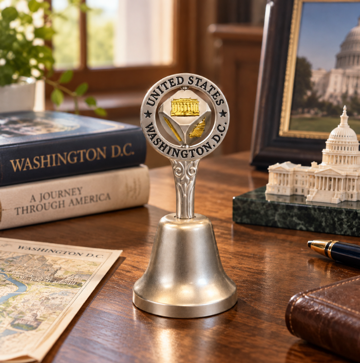 Silver & Gold Washington DC Panorama Dice Bell