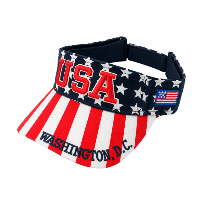 USA Flag Washington DC Adult Visor