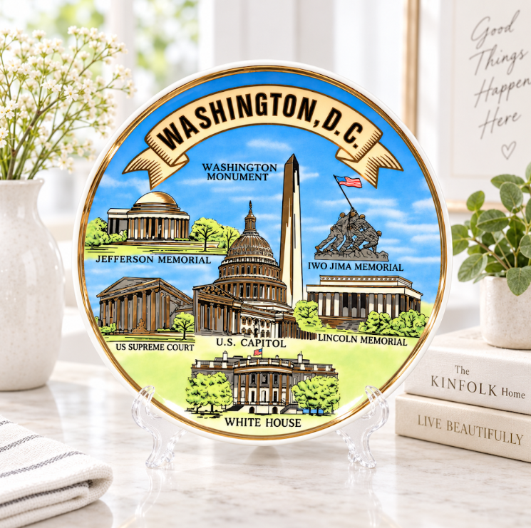 Sky Blue Washington DC Landmark Panorama Plate