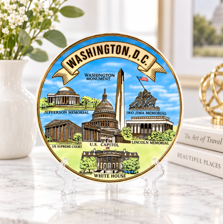 Sky Blue Washington DC Landmark Panorama Plate