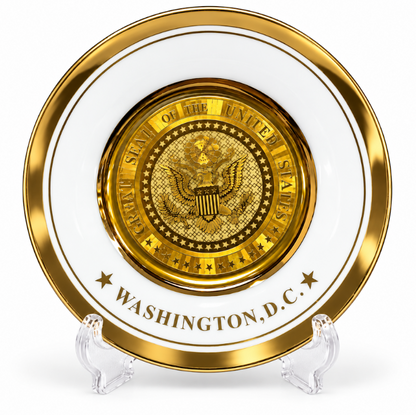 White & Gold Great Seal Washington DC Plate