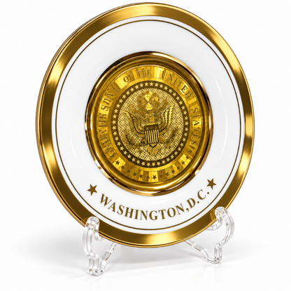 White & Gold Great Seal Washington DC Plate