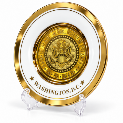 White & Gold Great Seal Washington DC Plate