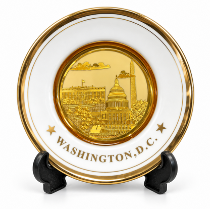 White & Gold Washington DC Panorama Plate