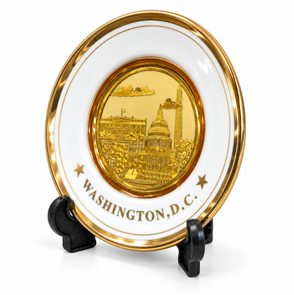 White & Gold Washington DC Panorama Plate