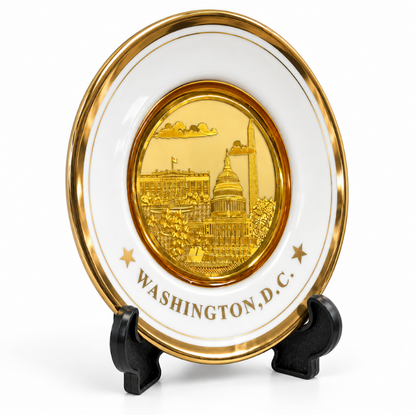 White & Gold Washington DC Panorama Plate