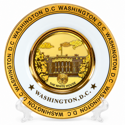 White & Gold White House Washington DC Plate