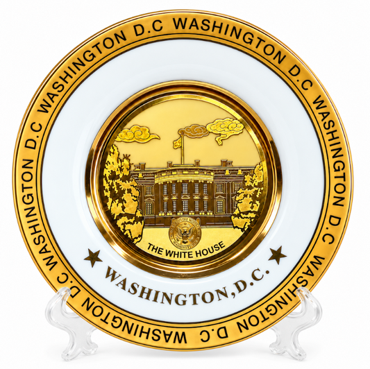 White & Gold White House Washington DC Plate