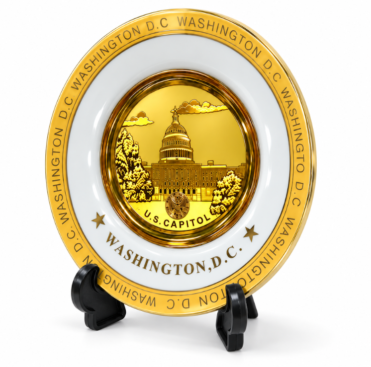 White & Gold U.S. Capitol Washington DC Plate