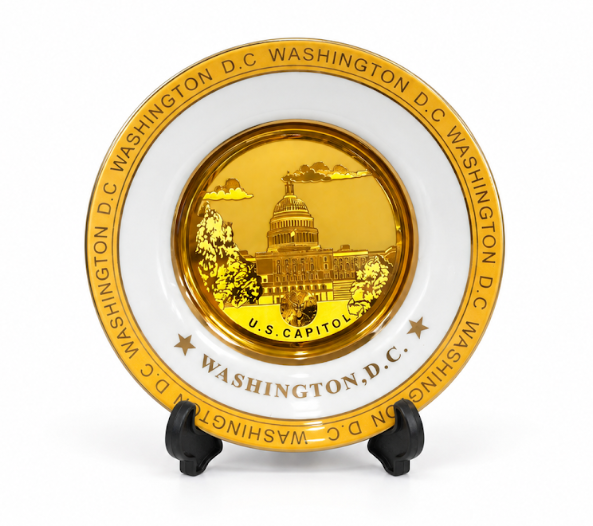 White & Gold U.S. Capitol Washington DC Plate