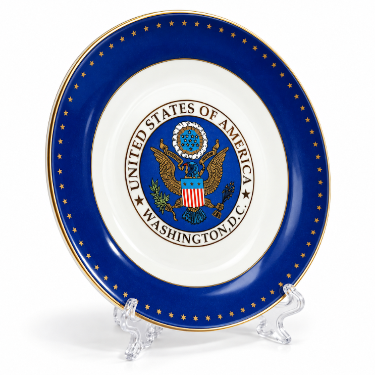 White & Blue Great Seal Washington DC Plate