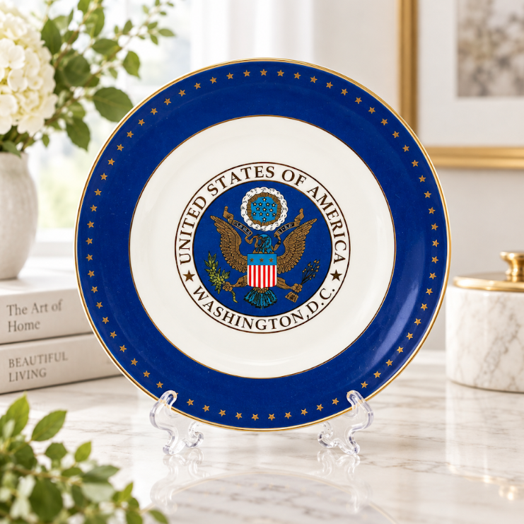 White & Blue Great Seal Washington DC Plate
