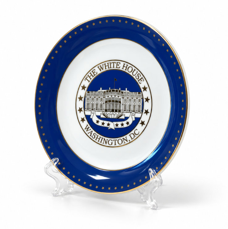 White & Blue White House Washington DC Plate