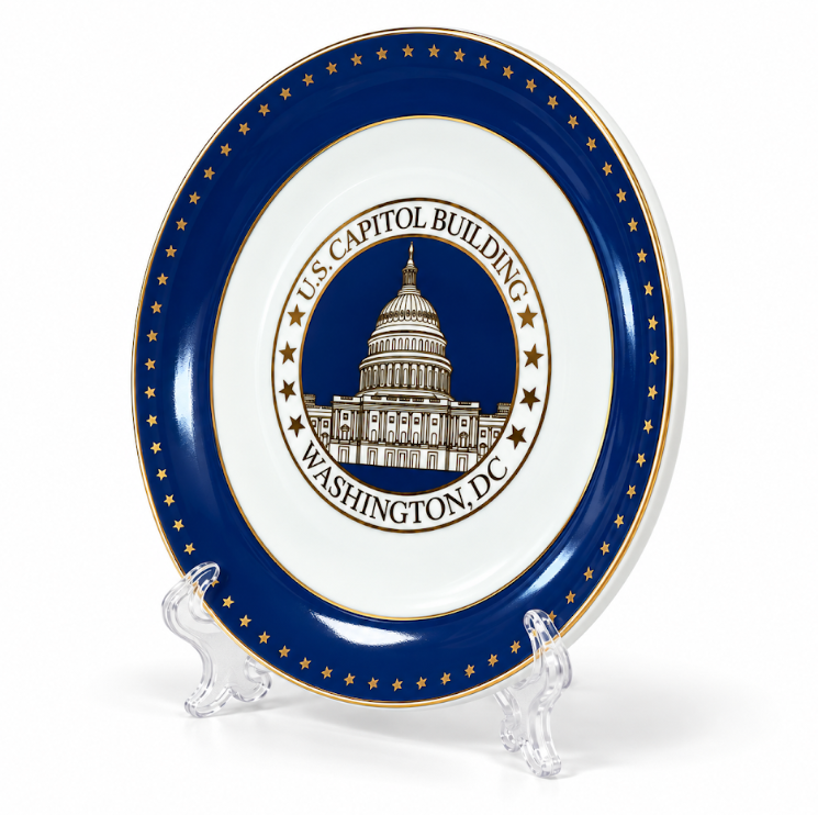 White & Blue U.S. Capitol Washington DC Plate