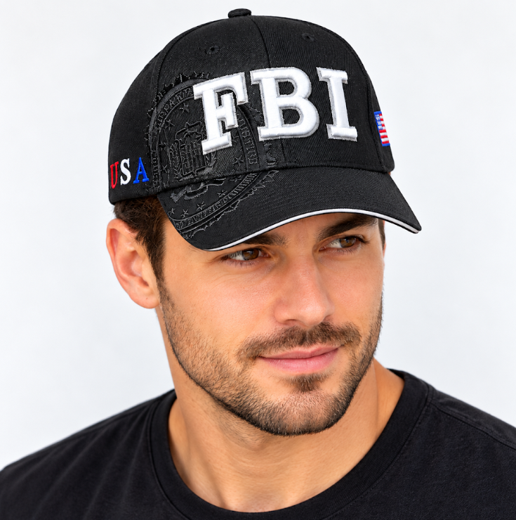 Adult FBI Embroidered Black Hard Cap