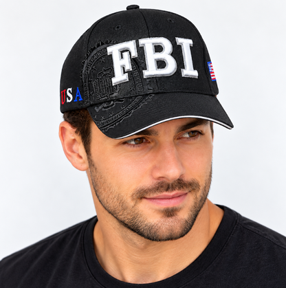 Adult FBI Embroidered Black Hard Cap