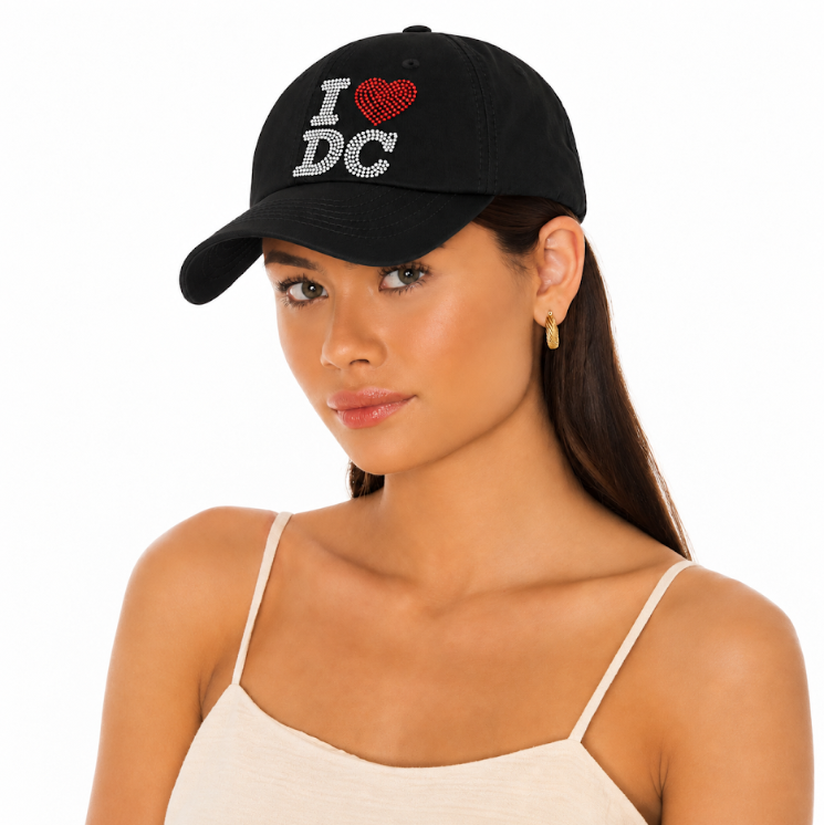 Adult Washington DC I Love DC Rhinestone Cap
