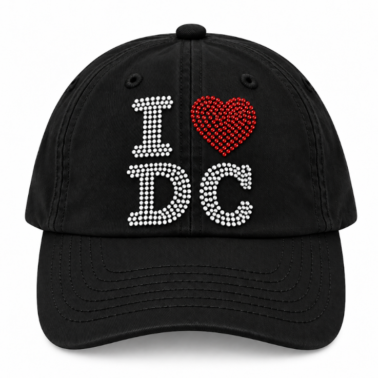Adult Washington DC I Love DC Rhinestone Cap