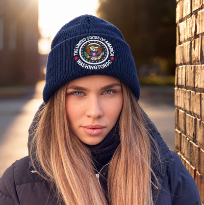 Washington DC Great Seal Embroidered Cuffed Knit Beanie