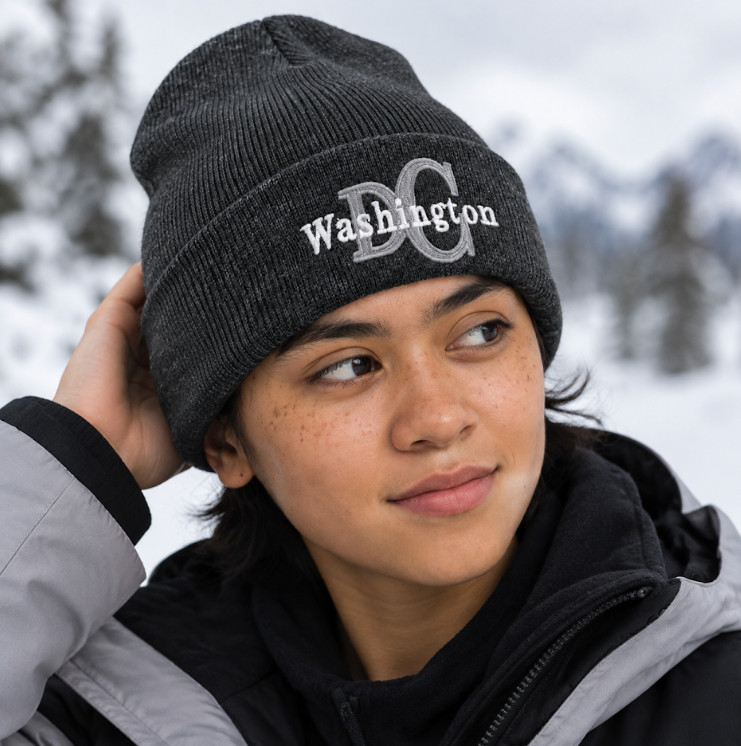 Washington DC Monogram Embroidered Cuffed Knit Beanie