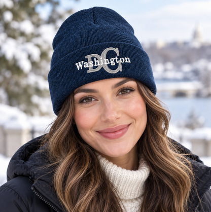 Washington DC Monogram Embroidered Cuffed Knit Beanie