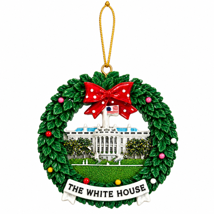Washington DC White House Christmas Wreath Ornament