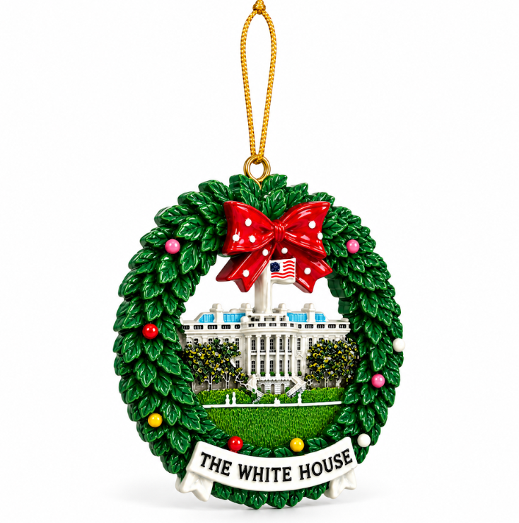 Washington DC White House Christmas Wreath Ornament