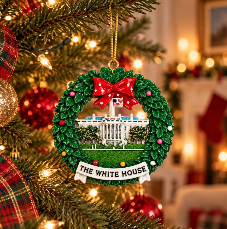 Washington DC White House Christmas Wreath Ornament