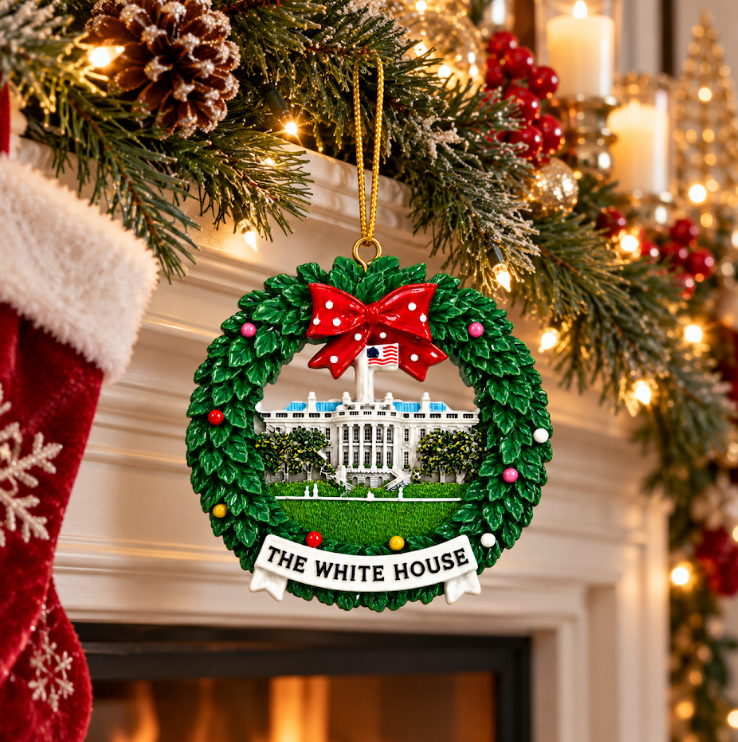 Washington DC White House Christmas Wreath Ornament