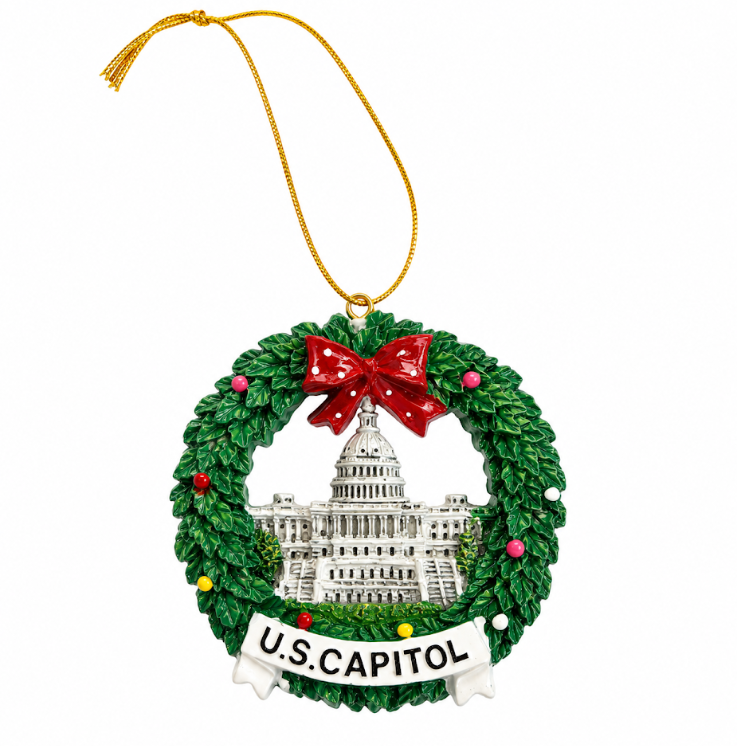 Washington DC U.S. Capitol Christmas Wreath Ornament