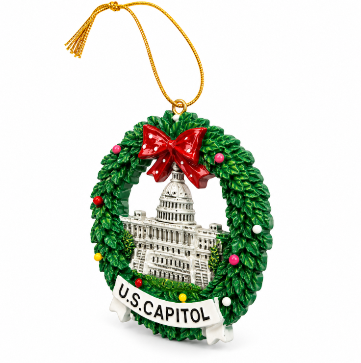 Washington DC U.S. Capitol Christmas Wreath Ornament