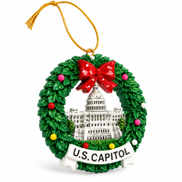 Washington DC U.S. Capitol Christmas Wreath Ornament