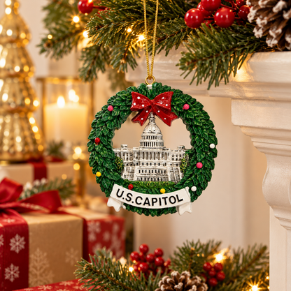 Washington DC U.S. Capitol Christmas Wreath Ornament