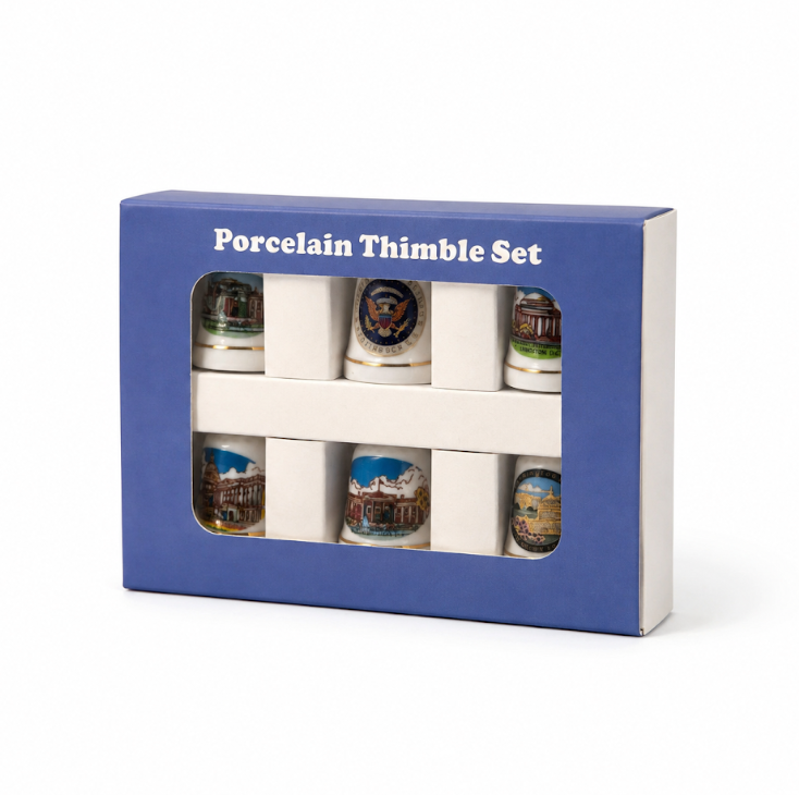 Washington DC Landmark Ceramic Thimble Set with Box