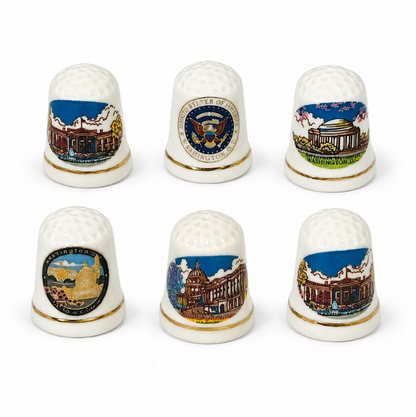 Washington DC Landmark Ceramic Thimble Set with Box