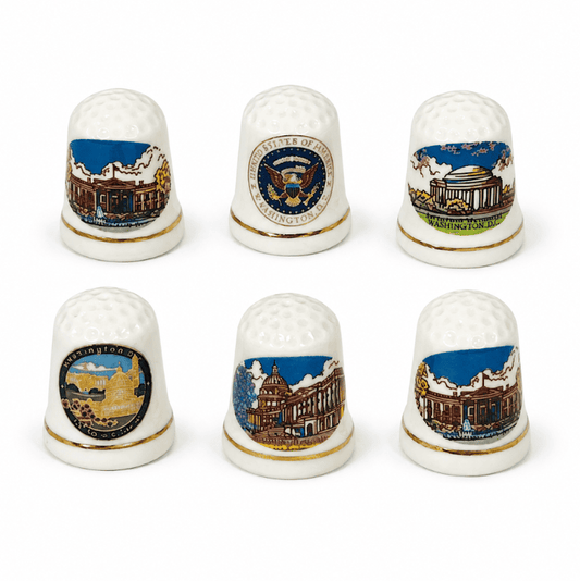Washington DC Landmark Ceramic Thimble Set with Box