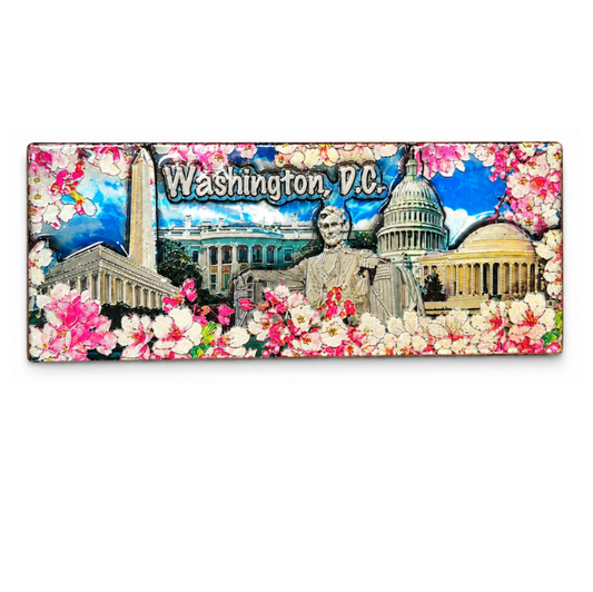 Cherry Blossom DC Panorama Wood Magnet